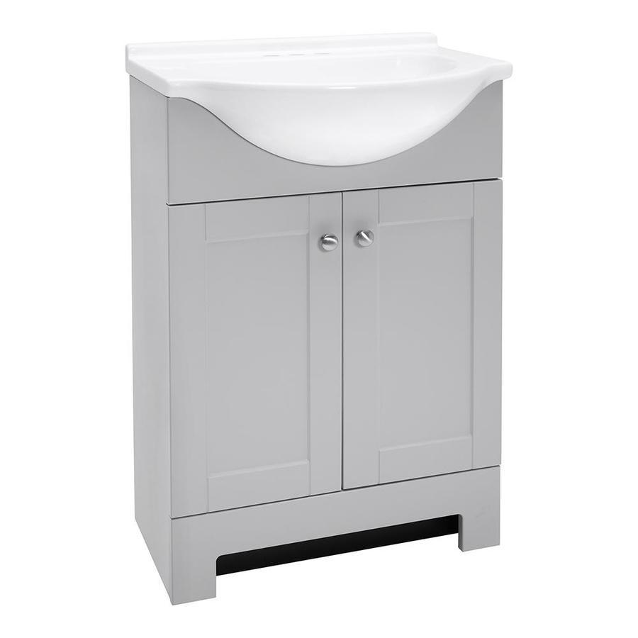 Style Selections Euro 24-in Gray Single Sink Bathroom Vanity with White Cultured Marble Top