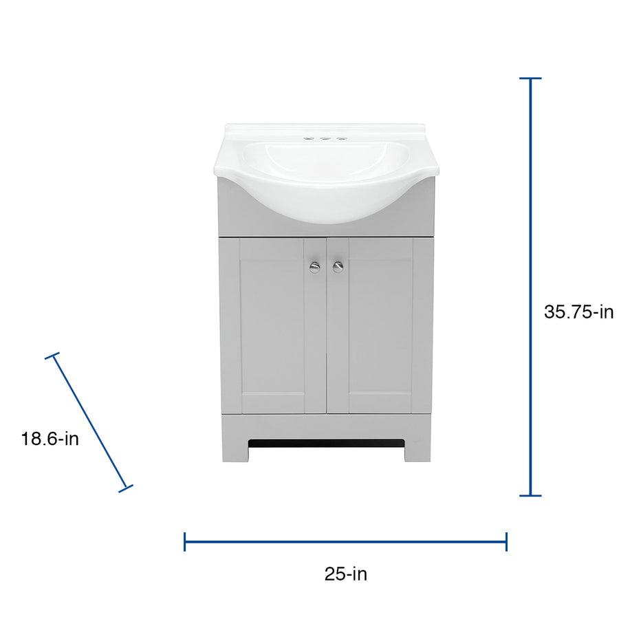 Style Selections Euro 24-in Gray Single Sink Bathroom Vanity with White Cultured Marble Top