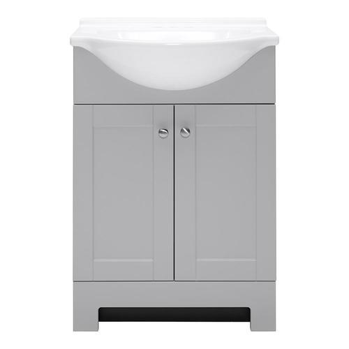 Style Selections Euro 24-in Gray Single Sink Bathroom Vanity with White Cultured Marble Top