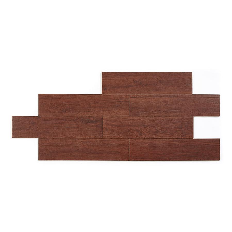 Style Selections Serso Black Walnut 6-in x 24-in Glazed Porcelain Wood Look Tile