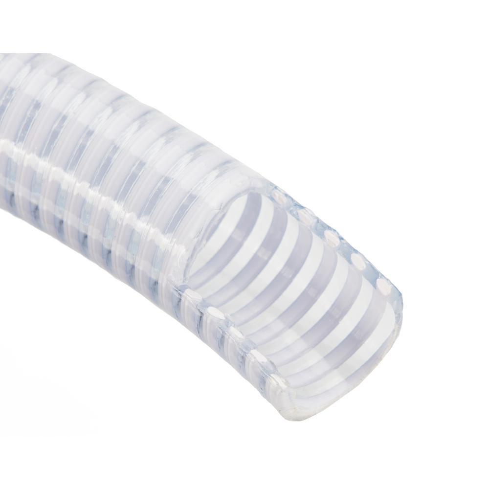 1 in. Dia x 100 ft. Clear Flexible PVC Suction and Discharge Hose with White Reinforced Helix