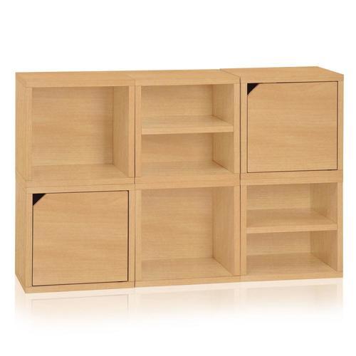 Way Basics 6 Compartment Natural Stackable Recycled Paperboard Cube