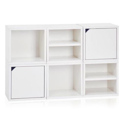 Way Basics 6 Compartment White Stackable Recycled Paperboard Cube