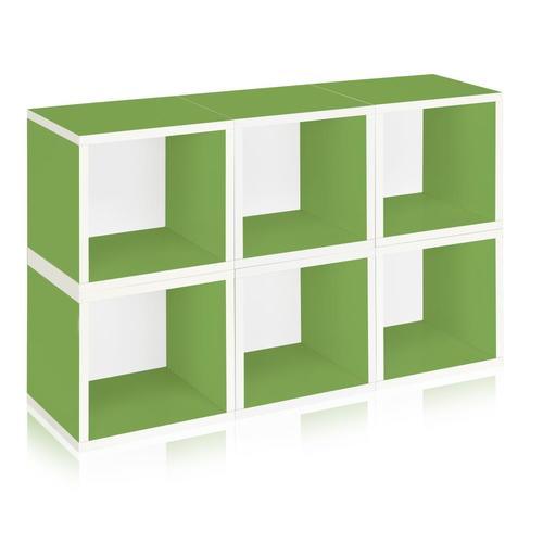 Way Basics 6 Compartment Green Stackable Recycled Paperboard Cube