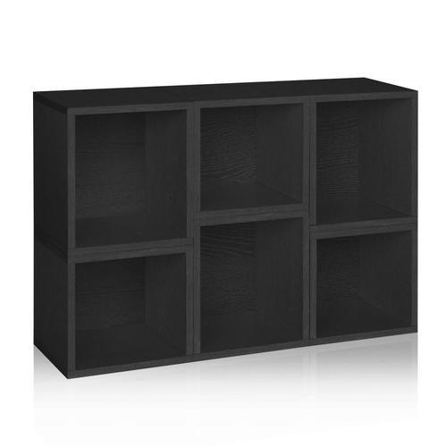 Way Basics 6 Compartment Black Stackable Recycled Paperboard Cube