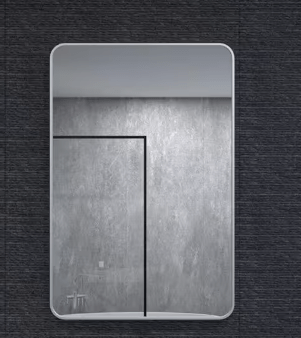 24 in. W x 36 in. H Rectangular Framed Wall Bathroom Vanity Mirror in Gun Grey