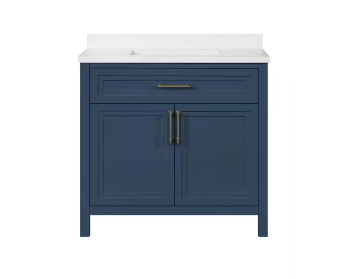 Mayfield 36 in. W x 22 in. D x 34 in. H Single Sink Bath Vanity in Grayish Blue with White Engineered Stone Top