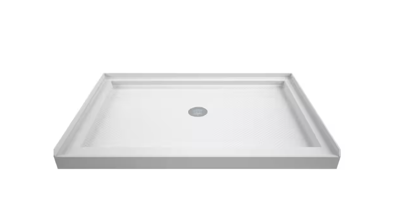 SlimLine 48 in. x 34 in. Single Threshold Shower Pan Base in White with Center Drain