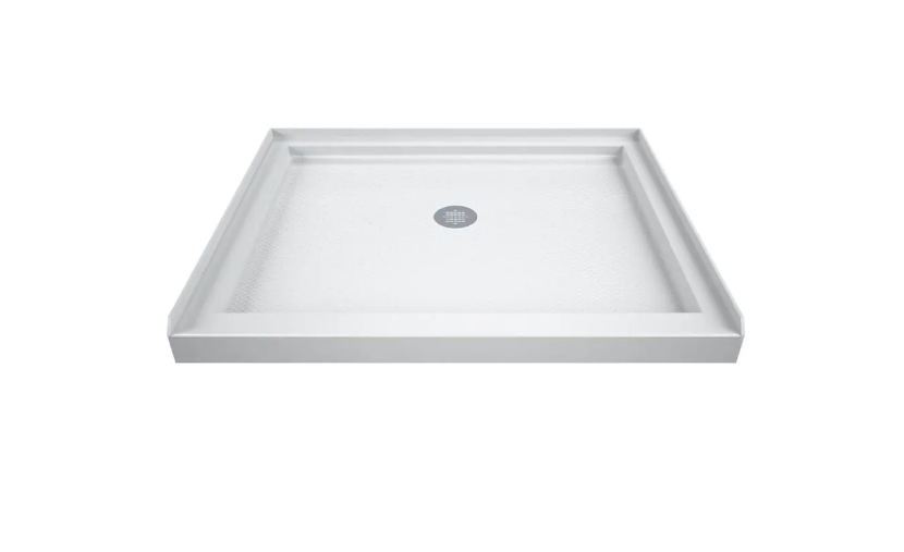 SlimLine 36 in. x 36 in. Single Threshold Shower Pan Base in White with Center Drain