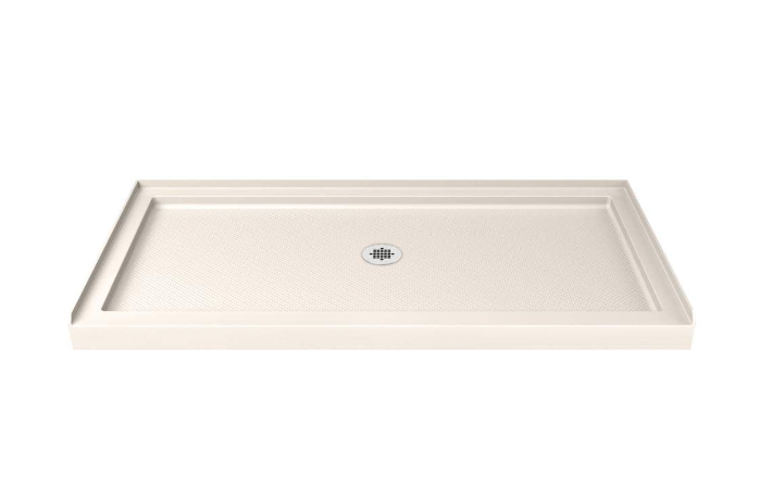 SlimLine 42 in.x 32 in. Single Threshold Shower Pan Base in Biscuit with Center Drain