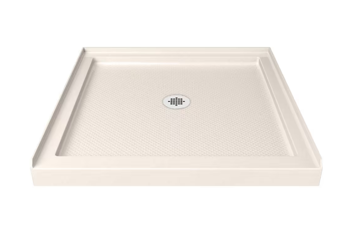 SlimLine 32 in. x 32 in. Single Threshold Shower Pan Base in Biscuit with Center Drain