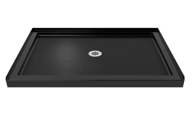 SlimLine 42 in. x 34 in. Single Threshold Shower Base in Black with Center Drain Base