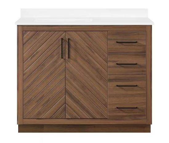 Huckleberry 42 in. W x 19 in. D x 34 in. H Single Sink Bath Vanity in Spiced Walnut with White Engineered Stone Top