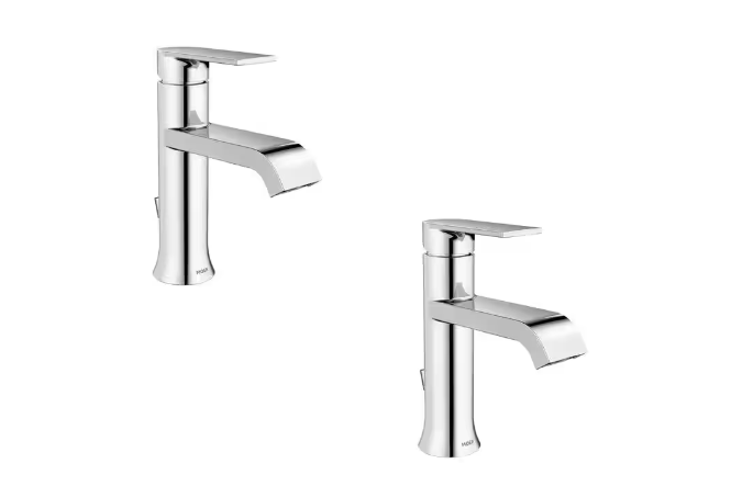 Genta Single Handle Single Hole Bathroom Faucet in Polished Chrome (2-Pack)