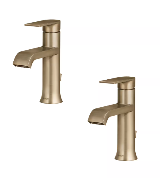 Genta Single Hole Single Handle Bathroom Faucet in Bronze Gold (2-pack)