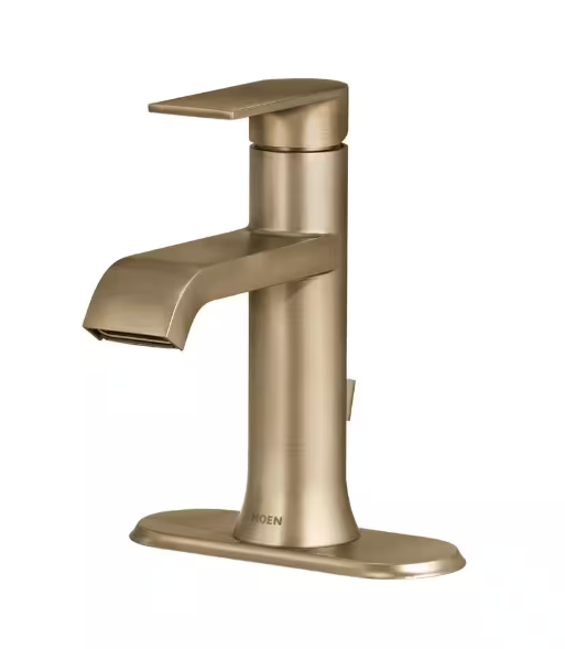 Genta Single Handle Single Hole Bathroom Faucet in Bronzed Gold