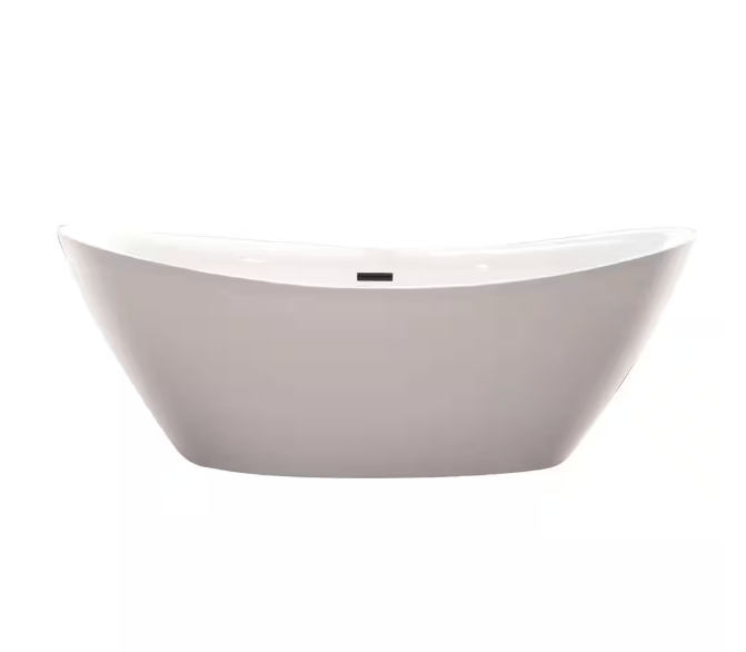 71 in. Acrylic Flatbottom Freestanding Bathtub in White/Oil Rubbed Bronze