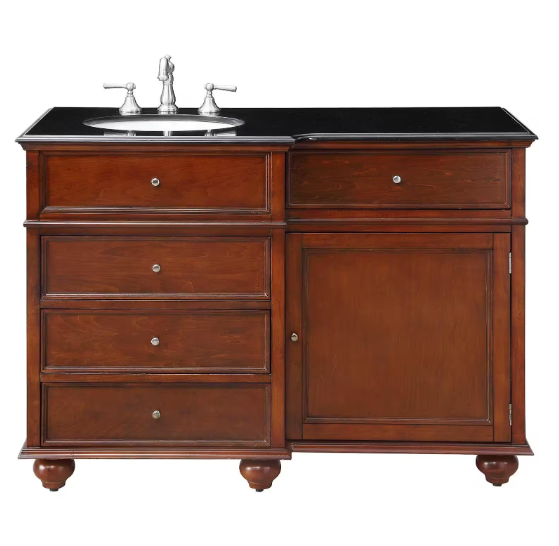 Hampton Harbor 48 in. W x 22 in. D x 35 in. H Single Sink Freestanding Bath Vanity in Sequoia with Black Granite Top