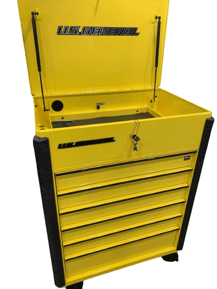 U.S. GENERAL 34 in., 6-Drawer, Full-Bank Service Cart, Yellow