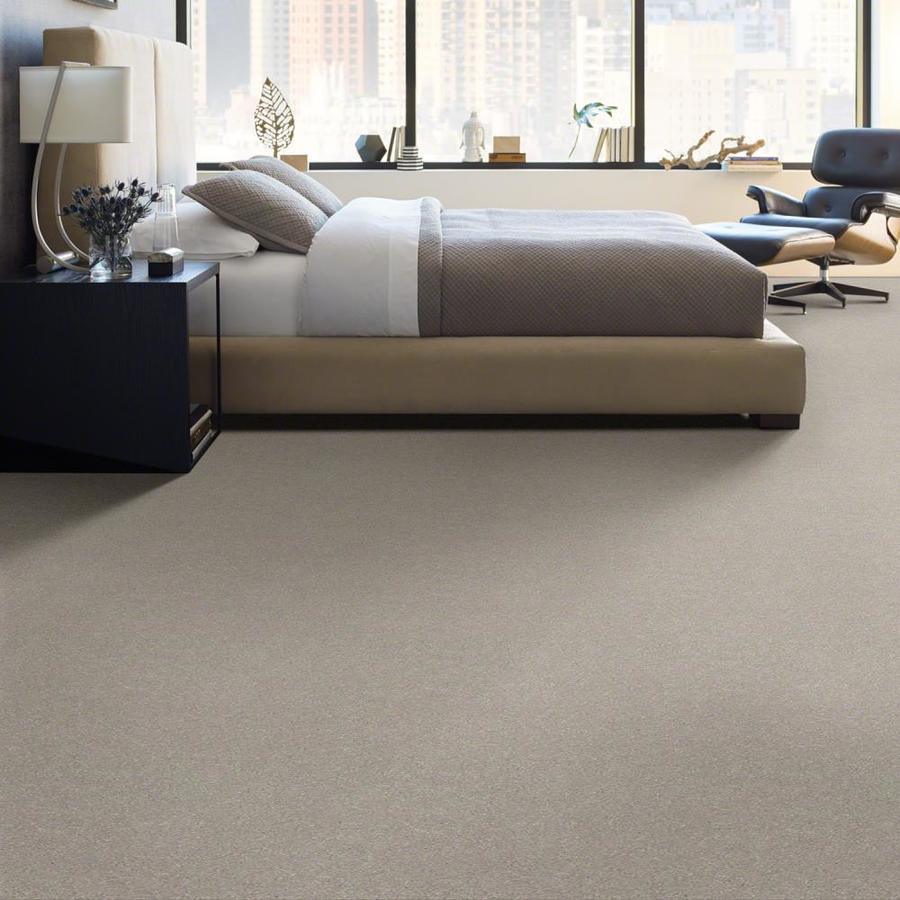 STAINMASTER Essentials Blue Diamonds I 15-ft Greige Textured Carpet (Indoor)