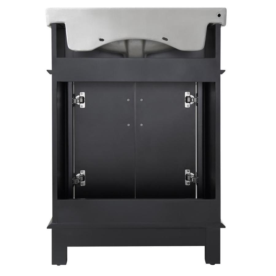 ANZZI Montburn 24-in Rich Black Single Sink Bathroom Vanity with White Ceramic Top (Mirror Included)