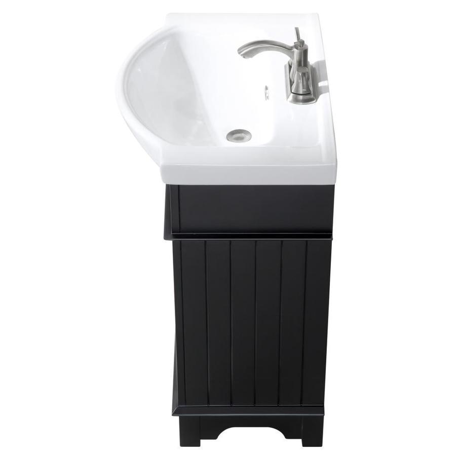 ANZZI Montburn 24-in Rich Black Single Sink Bathroom Vanity with White Ceramic Top (Mirror Included)