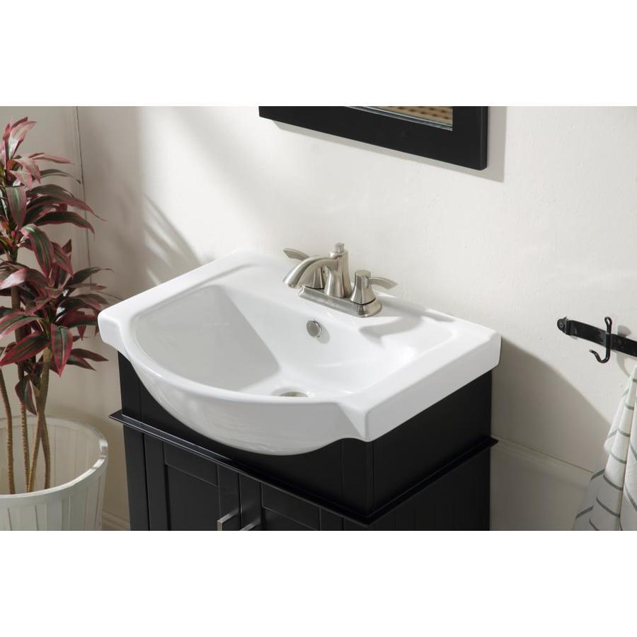 ANZZI Montburn 24-in Rich Black Single Sink Bathroom Vanity with White Ceramic Top (Mirror Included)