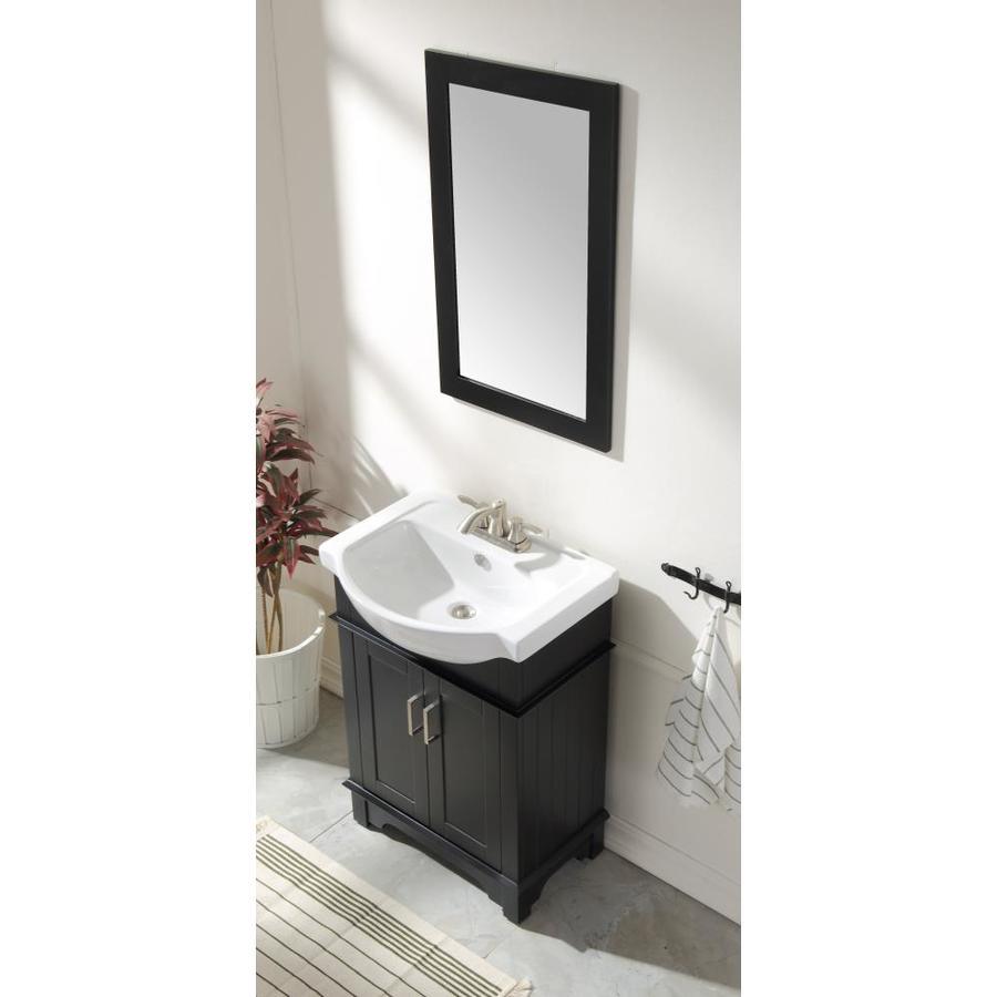 ANZZI Montburn 24-in Rich Black Single Sink Bathroom Vanity with White Ceramic Top (Mirror Included)