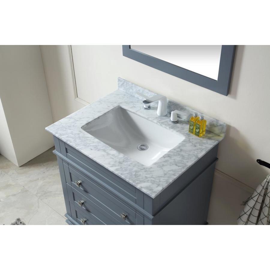 ANZZI Wineck Series 30-in Gray Single Sink Bathroom Vanity with Carrara White Natural Marble Top (Mirror Included)