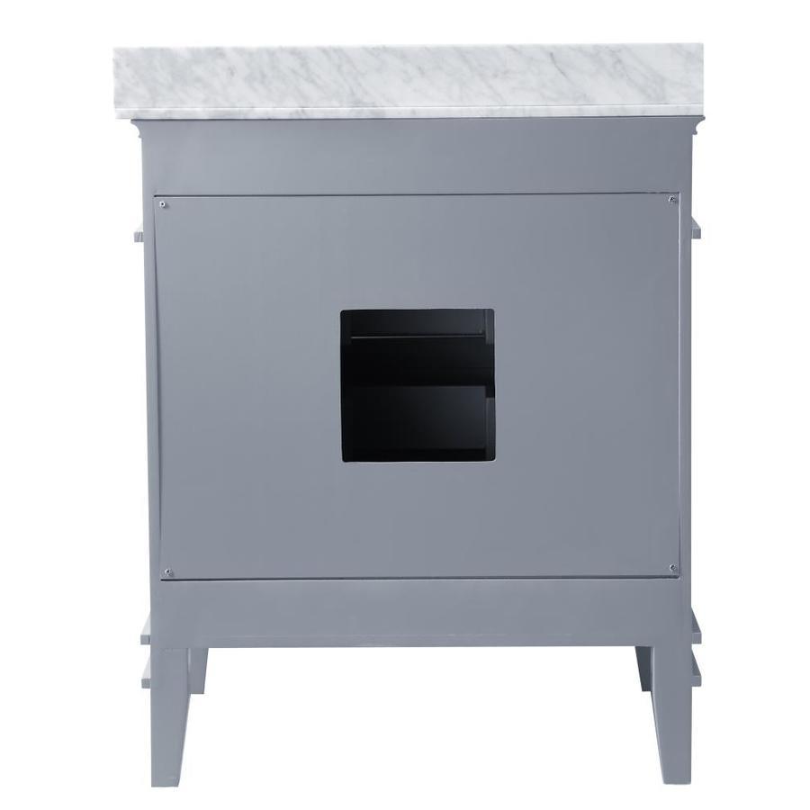 ANZZI Wineck Series 30-in Gray Single Sink Bathroom Vanity with Carrara White Natural Marble Top (Mirror Included)