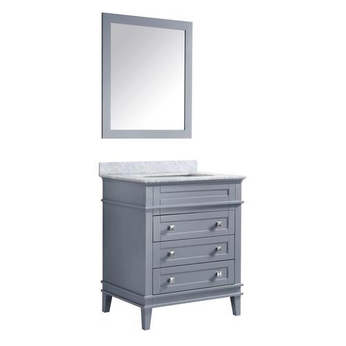 ANZZI Wineck Series 30-in Gray Single Sink Bathroom Vanity with Carrara White Natural Marble Top (Mirror Included)