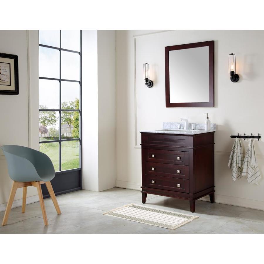 ANZZI Wineck Series 30-in Gray Single Sink Bathroom Vanity with Carrara White Natural Marble Top (Mirror Included)