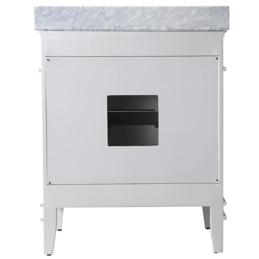 ANZZI Wineck Series 36-in White Single Sink Bathroom Vanity with Carrara White Natural Marble Top (Mirror Included)