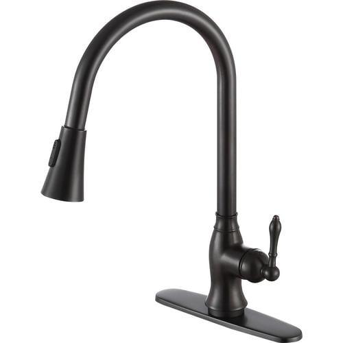ANZZI Rodeo Oil Rubbed Bronze 1-Handle Deck-Mount Pull-Out Handle Kitchen Faucet (Deck Plate Included)
