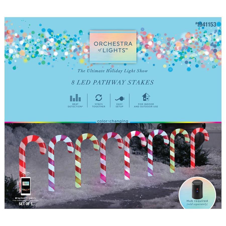 Gemmy Orchestra of Lights 8-Marker Color Changing Candy Cane Christmas Pathway Markers