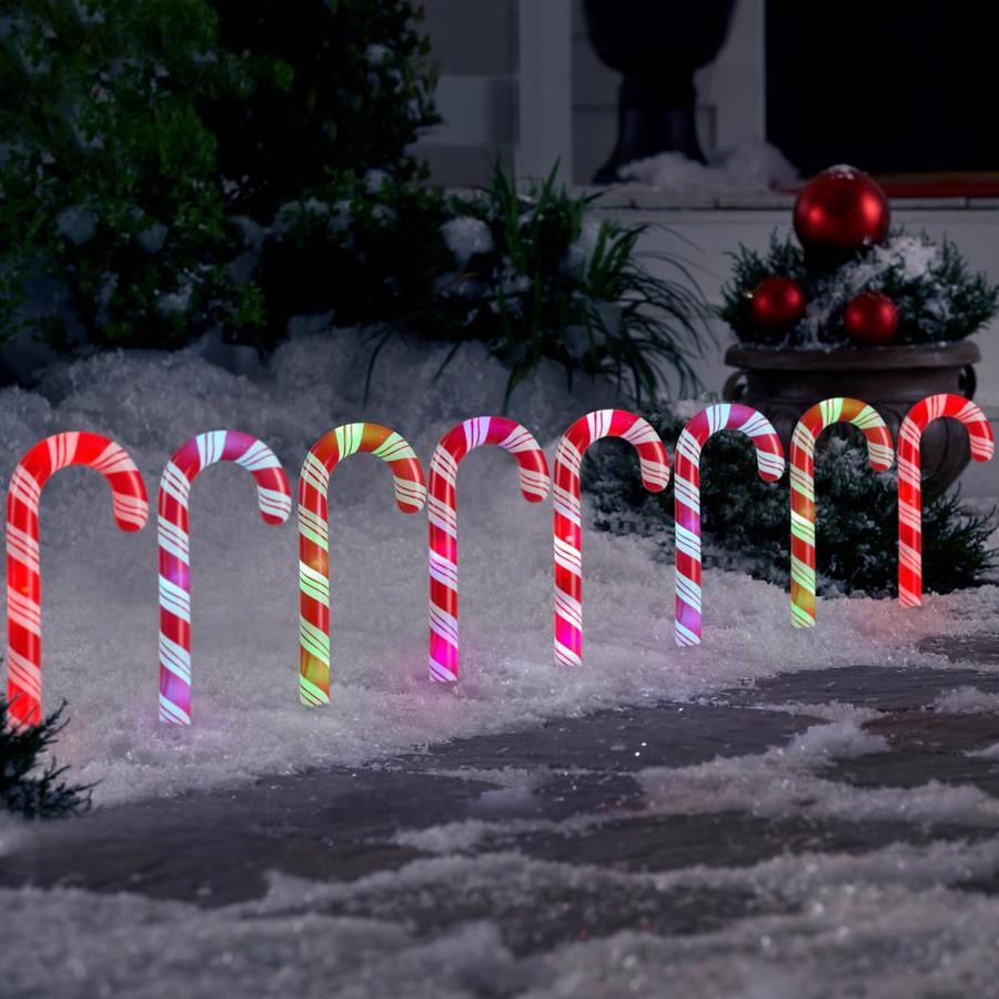 Gemmy Orchestra of Lights 8-Marker Color Changing Candy Cane Christmas Pathway Markers