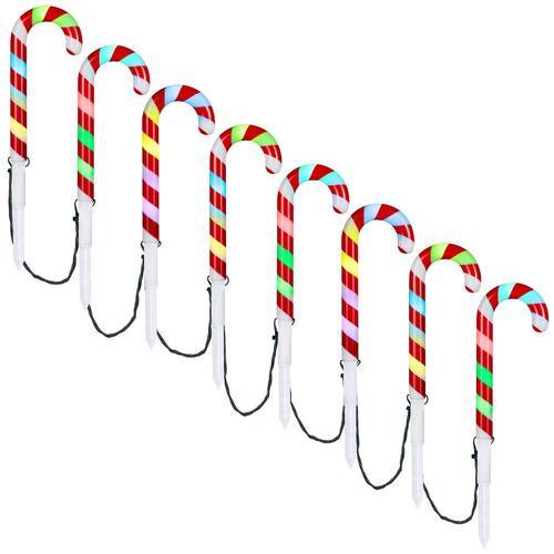 Gemmy Orchestra of Lights 8-Marker Color Changing Candy Cane Christmas Pathway Markers