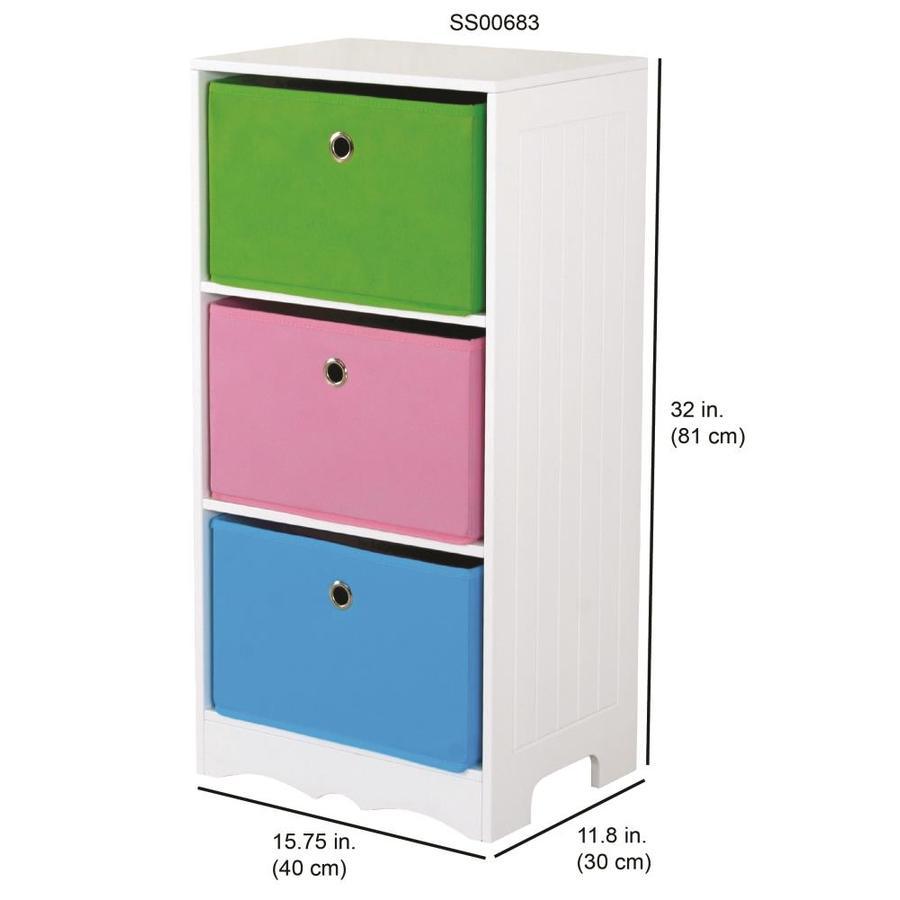 Home Basics 3 Compartment 3 Drawers White Composite Wood Cube
