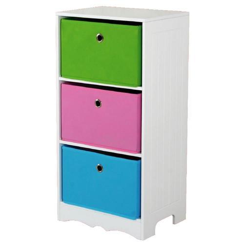 Home Basics 3 Compartment 3 Drawers White Composite Wood Cube