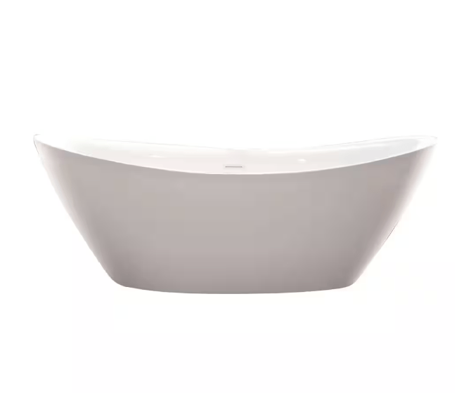 71 in. Acrylic Flatbottom Freestanding Bathtub in Pure White