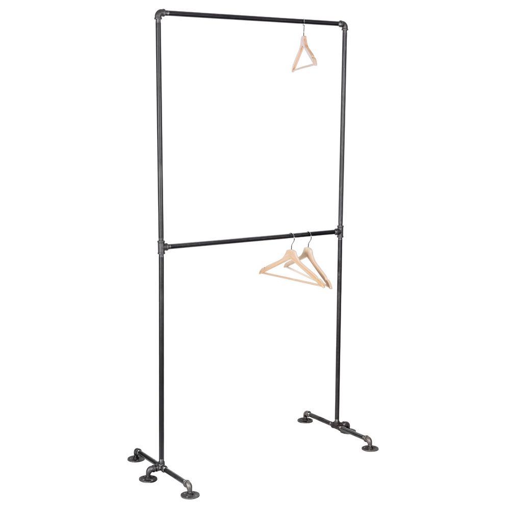 1/2 in. x 3.2 ft. L Black Pipe  2-Tier Freestanding Clothing Rack Kit