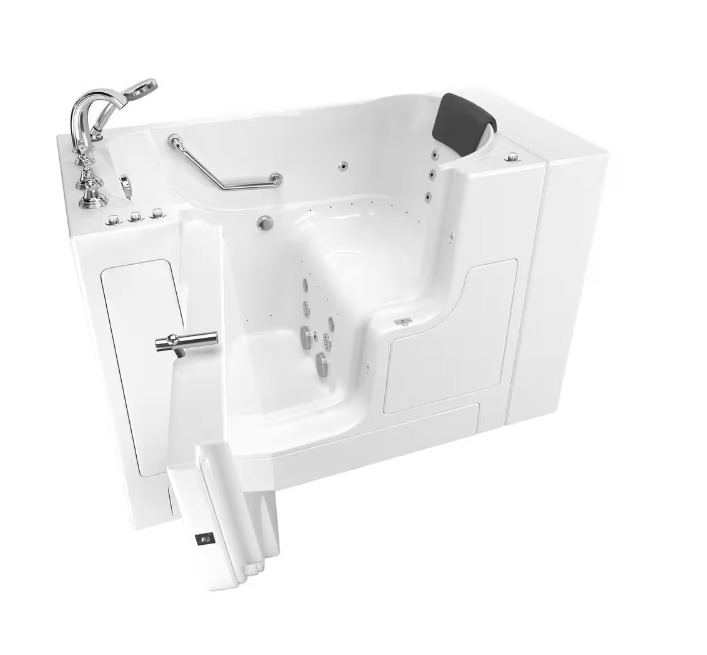 Gelcoat Premium 52 in. Left-Hand Walk-in Whirlpool and Air Bathtub in White