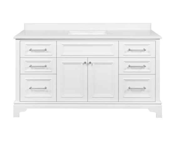 Mara 60 in. W x 22 in. D x 3e in. H Single Sink Bath Vanity in White with White Engineered Stone Top
