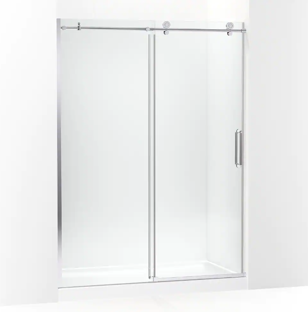 Cursiva 56-60 in. W x 78 in. H Sliding Frameless Shower Door in Bright Polished Silver