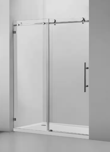76 in. H x 60 in. W Frameless Sliding Shower Door in Chrome with Clear Tempered Glass