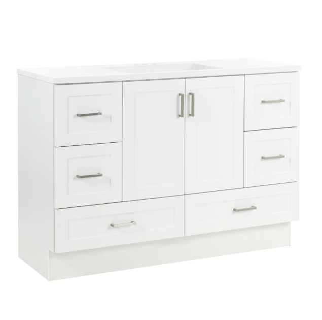 Maybell 49 in. W x 19 in. D Single Sink Bath Vanity in White with White Cultured Marble Top