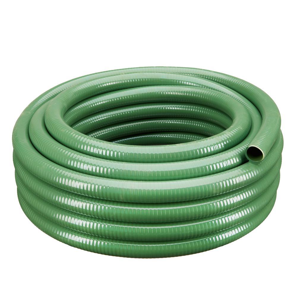 1 1/2 in. Dia x 25 ft. Green Heavy-Duty Flexible PVC Suction and Discharge Hose