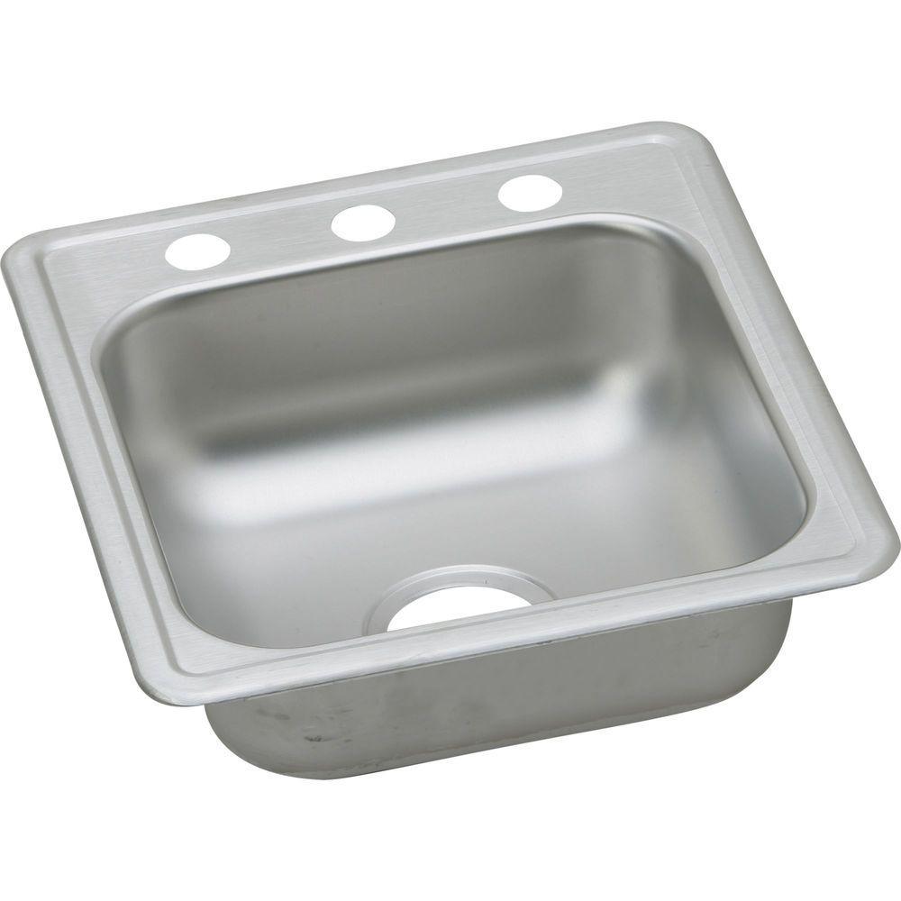 Drop-in Stainless Steel 17 in. 3-Hole Single Bowl Bar Sink in Satin