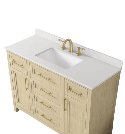 Beaufort 48 in. W x 19 in. D x 34 in. H Single Sink Bath Vanity in Light Birch with White Engineered Stone Top