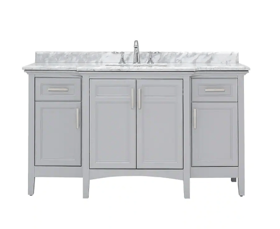 Sassy 60 in. W x 22 in. D x 34 in. H Single Sink Bath Vanity in Dove Gray with Carrara Marble Top